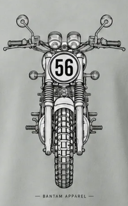 Bantam 56 Motorcycle T-Shirt – Vintage Front View Bike Graphic